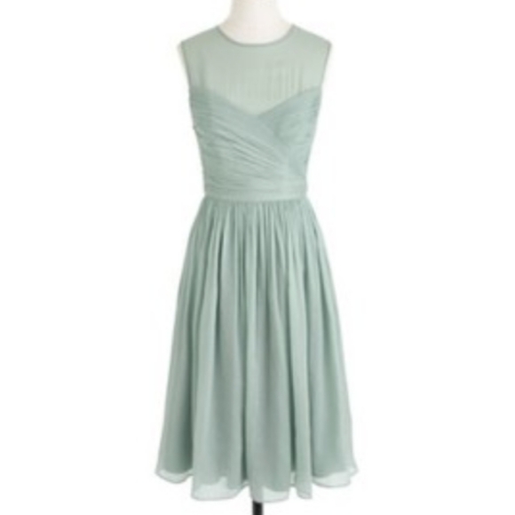 J.Crew NWT Romantic Dusty shale Clara Illusion chiffon dress size 8 - Picture 1 of 9